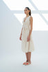 V NECK MIDI DRESS CREAM - Barrus London